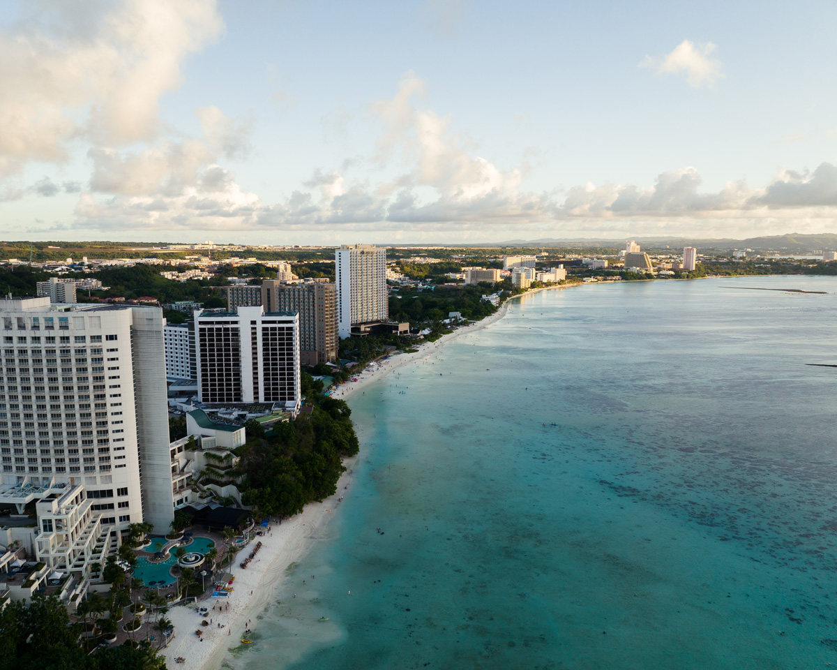 The beach and hotels around Tumon Bay