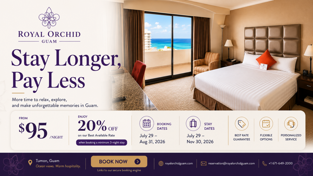 Royal Orchid Stay Longer, Pay Less offer artwork from the original design